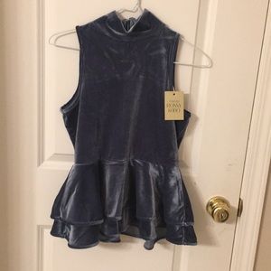 Velvet Peplum Tank Top by Ronny Kobo